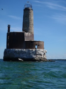 the shell of the Waugoshance lighthouse