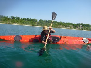 Alec using a bent shaft paddle